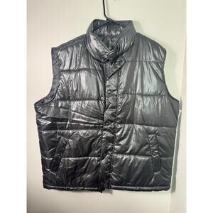 NEW J. Ferrar Dark Gray Shiny Puffer Vest XXLarge